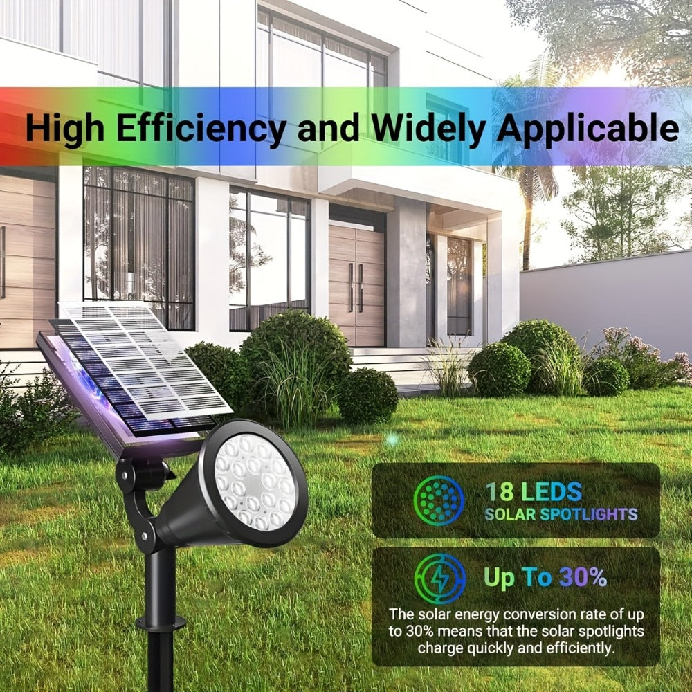 Solar Landscape Lights 2-in-1 Wall & Ground – Independent Adjustable Solar Panel Auto On/Off | 8 Color Modes Outdoor Solar Spotlight for Garden, Driveway, Sidewalk & Pool Area | IP - product image 17