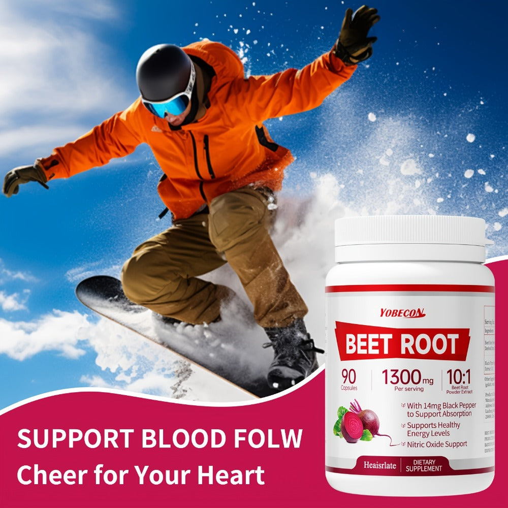 Beet Root Capsules 1300mg Nitric Oxide Supplement for Blood Flow Circulation Energy Support Plant-Based Formula for Men and Women - product image 6