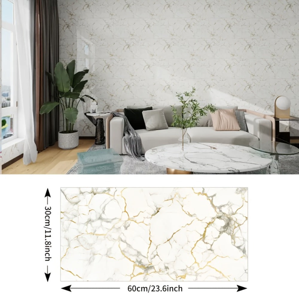 Marble Pattern Wall Stickers Vinyl Decals Oversized Glam Style Self Adhesive High Gloss Removable Wallpaper for Kitchen Bathroom Living Room Office Home Decor 20 40 Pieces Multiple - product image 13