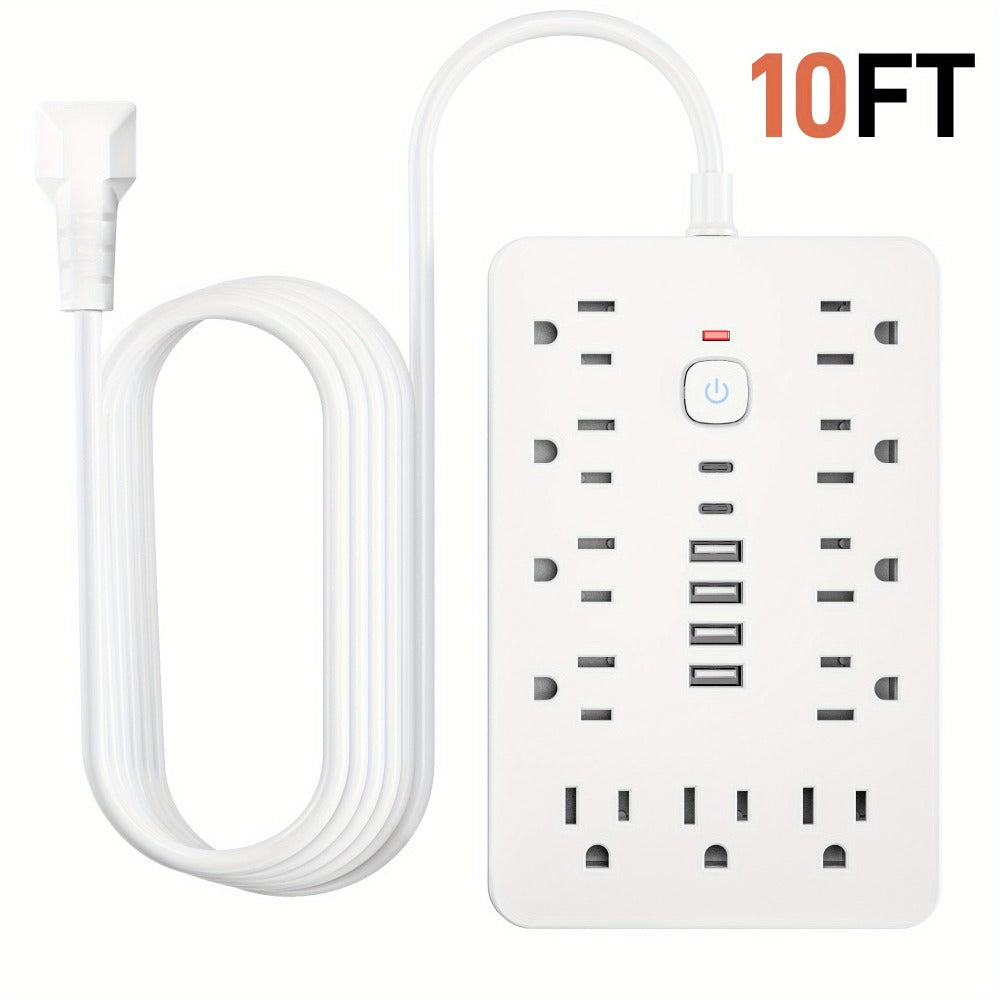 Surge Protector Power Strip 17-in-1 with 11 AC Outlets 4 USB-A 2 USB-C Ports Flat Plug Extension Cord Space-Saving Compact Design for Home Office Kitchen Desk Wall Charging Station - product image 5