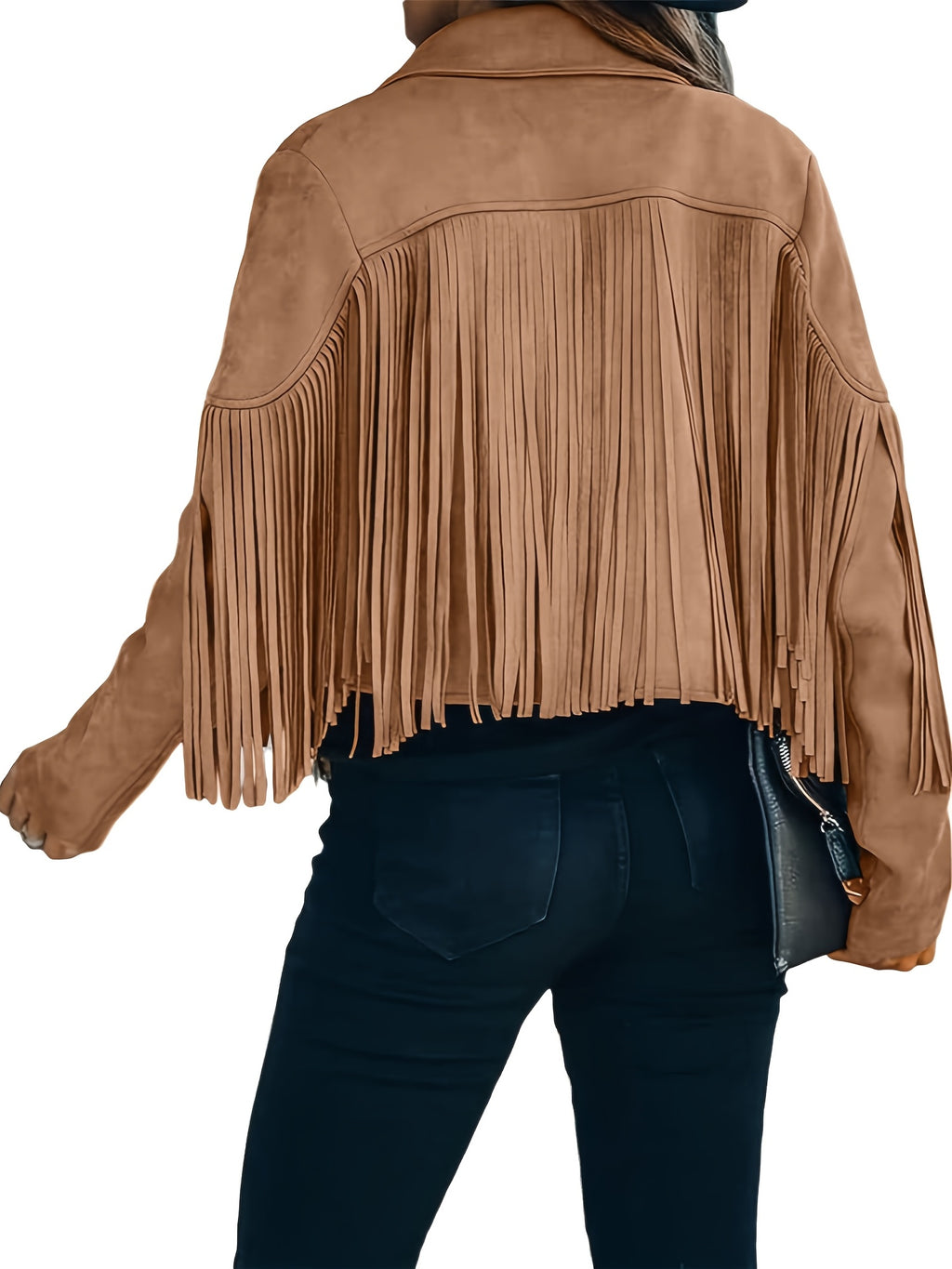 Women's Faux Fringe Jacket, Motorcycle Short Outerwear, 2026 Western Style Fashion Autumn/Winter Long Sleeve Denim Cardigan Jacket, Deer Velvet Faux Fringe - product image 34