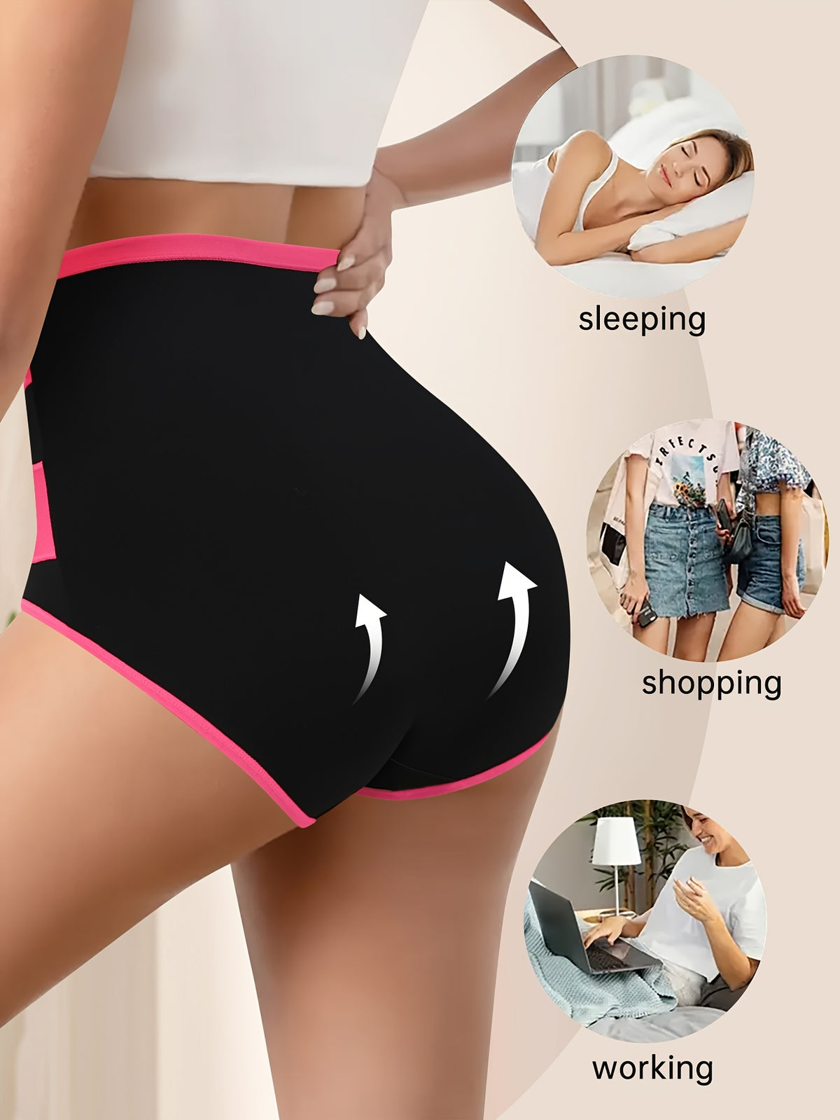 4pcs Women's High-Waisted Tummy Underwear - Shaping Panties with Cross Waistband, Breathable Mesh Wrap-Around Belly, Polyester-Spandex Blend Suitable for Home - product image 4