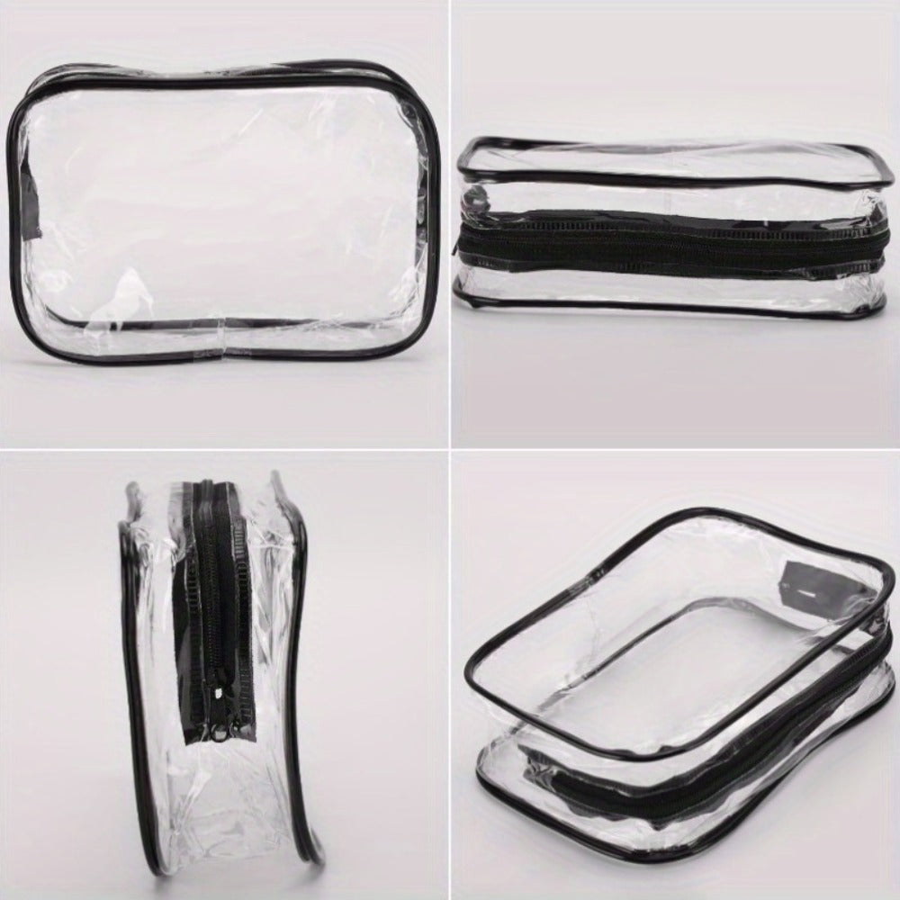 Clear PVC Makeup Bag Set 10 Pcs Transparent Waterproof Cosmetic Bags Reinforced Zipper TSA Approved Travel Toiletry Organizer See-Through Beauty Pouch Black - product image 4