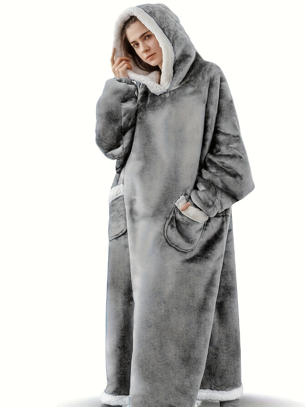 Wearable Blanket Hoodie – Oversized Flannel Sweatshirt Blanket with Pockets for Women & Men, 450-500gsm Thick Warm Winter Cozy - product image 23