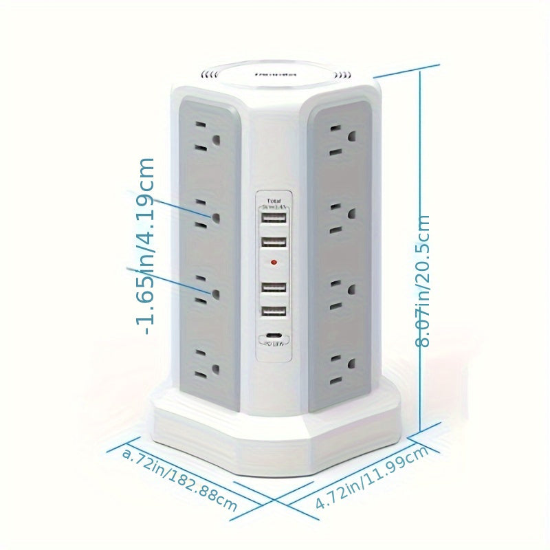 Level 4 Upgraded New Product Flat Plug 16 AC Outlets Power Strip Tower WithUSB/ USB C Port, Surge Protector Power Tower With 5 USB Charging Ports, Extension - product image 7