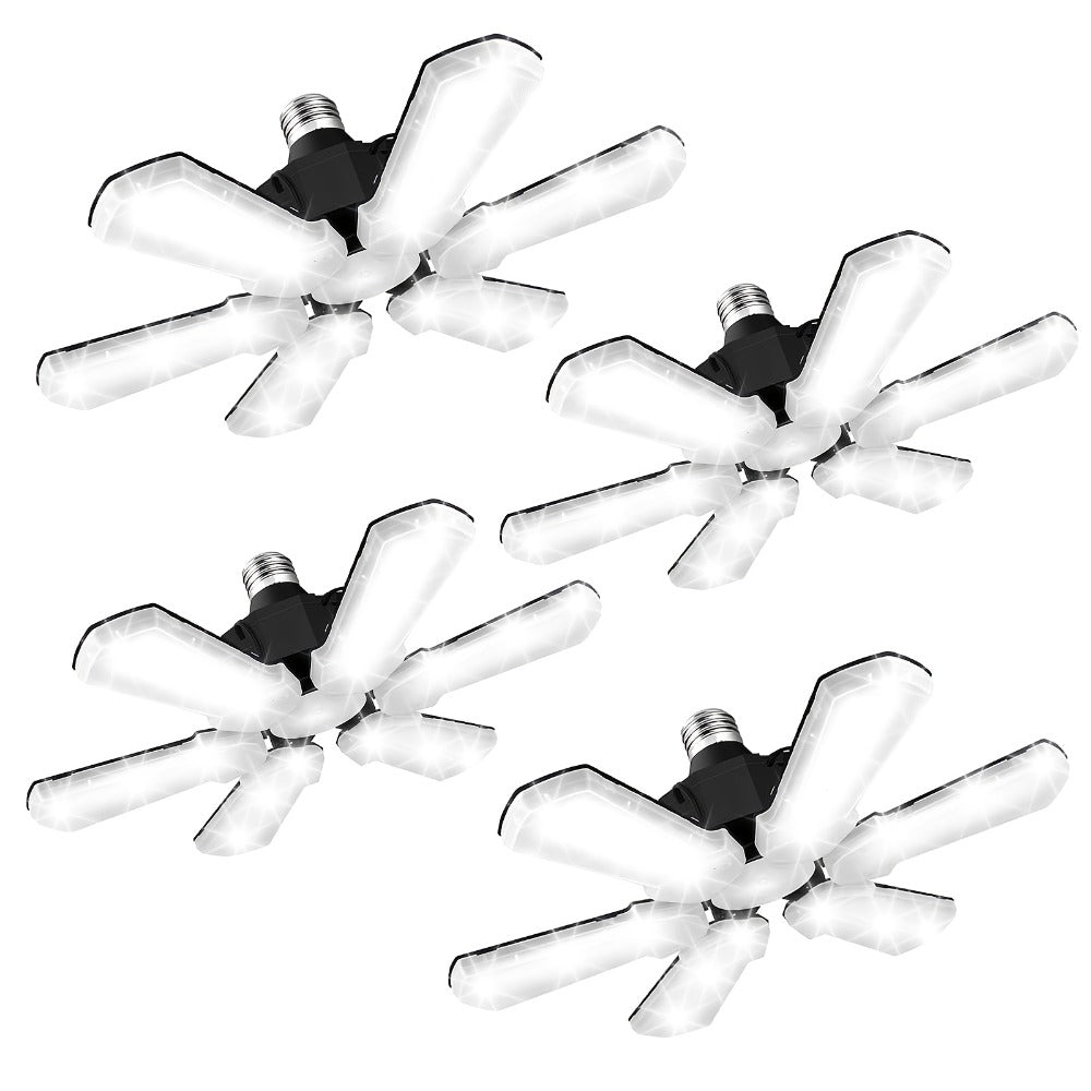 LED Garage Lights 25000LM Deformable – 250W Equivalent E26/E27 Screw-In Ceiling Shop Light with 6+1 / 8+1 Adjustable Panels for Garage, Basement, Attic & Warehouse (1, 2 or 4-Pack) - product image 9