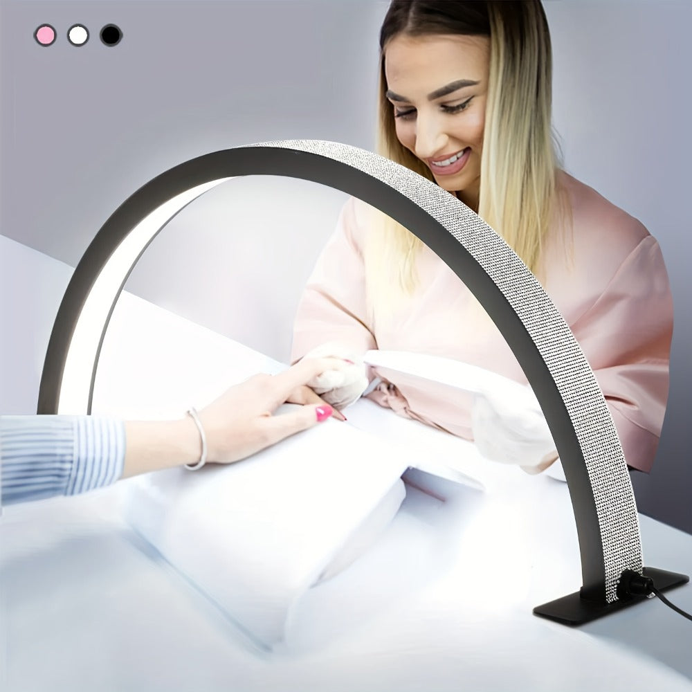 Nail Lamp Studio Desk LED Half Light – 3-Color Temperature Adjustable Brightness for Nail Tech, Beauty Treatments, Skin Care, Eyebrow & Tattoo Lighting, 29 Inch (Black Diamond / Wh - product image 10