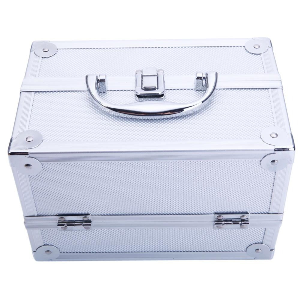 Aluminum Makeup Train Case with Wheels Large Capacity Lockable Cosmetic Trolley Organizer Adjustable Dividers Retractable Handle for Makeup Artists Salon Travel Black Silver Pink B - product image 14