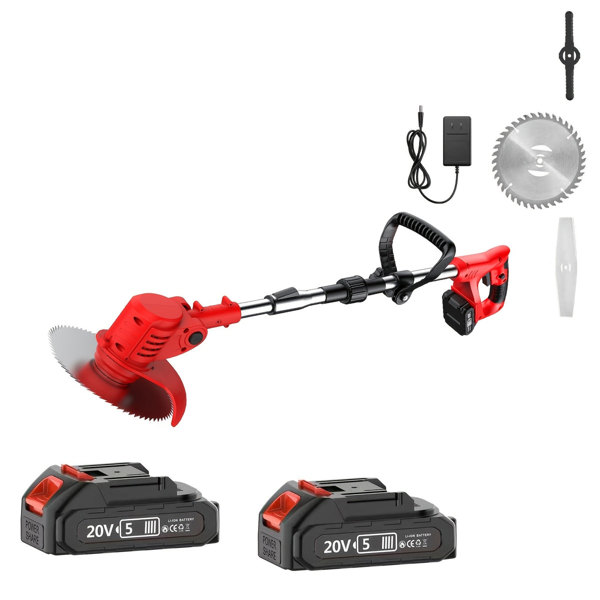 Portable Cordless Electric Lawn Mower, 3-in-1 Trimmer Edger Shrub Cutter W/ Adjustable Height & Rotating Head 3 Blades & 2 High-Capacity Lithium Batteries - product image 11