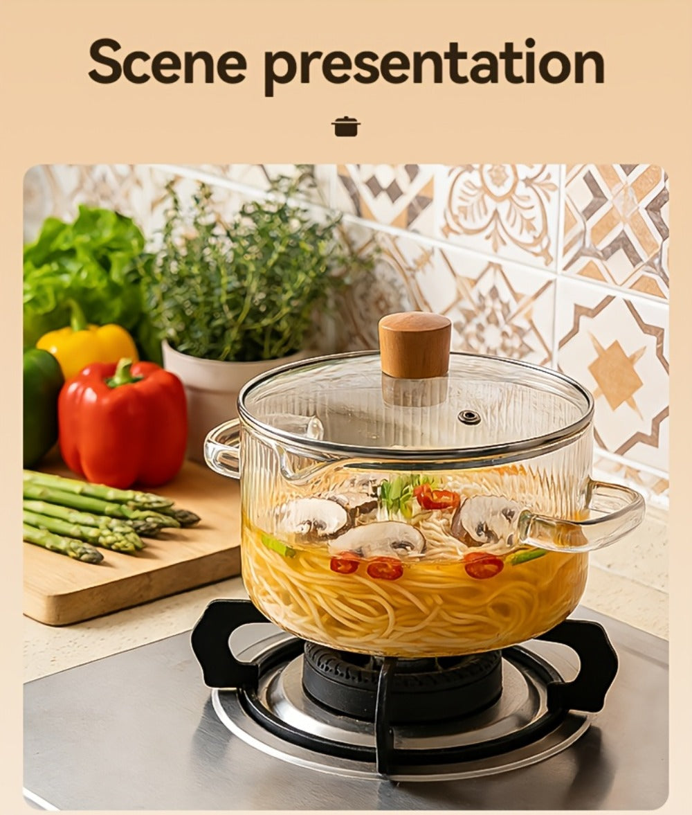 Glass Saucepan Set 2-Pack Stovetop Safe Borosilicate Ribbed Pots with Lids – 78oz & 54oz Heat Resistant Cookware for Soup, Ramen, Milk | Transparent Glass Pot Kitchen Cooking Set w - product image 24
