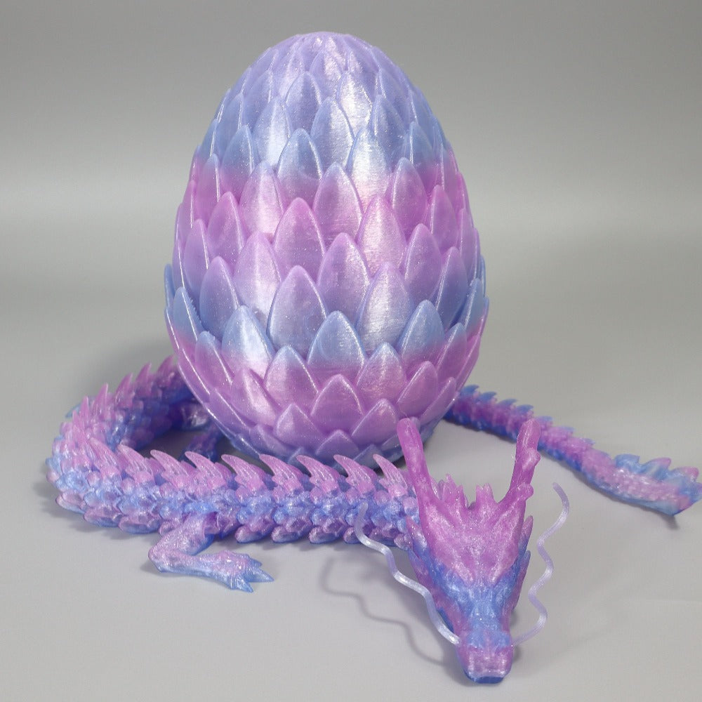 7.09in Scaled Egg + 23.62in Large Dragon Ornament, 10 Colors Rainbow Amethyst Crystal Fantasy Collector Gift for Adults Easter Valentine Birthday – Dragon Egg Gift Set 3D Printed