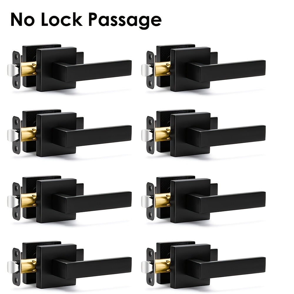 Matte Black Square Door Handle Set – Interior Passage Door Knob for Hall & Closet, Heavy-Duty Left & Right Hand Compatible, Modern Hardware - product image 9