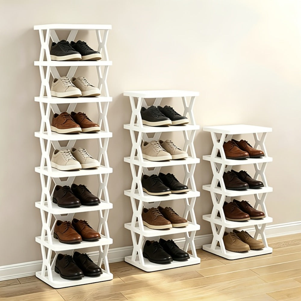 Shoe Rack Organizer 6 or 9 Tier - Space Saving Folding Shoe Rack for Hallway Doorway Bedroom Dorm, Narrow Entryway Shoe Storage, Black or White - product image 8