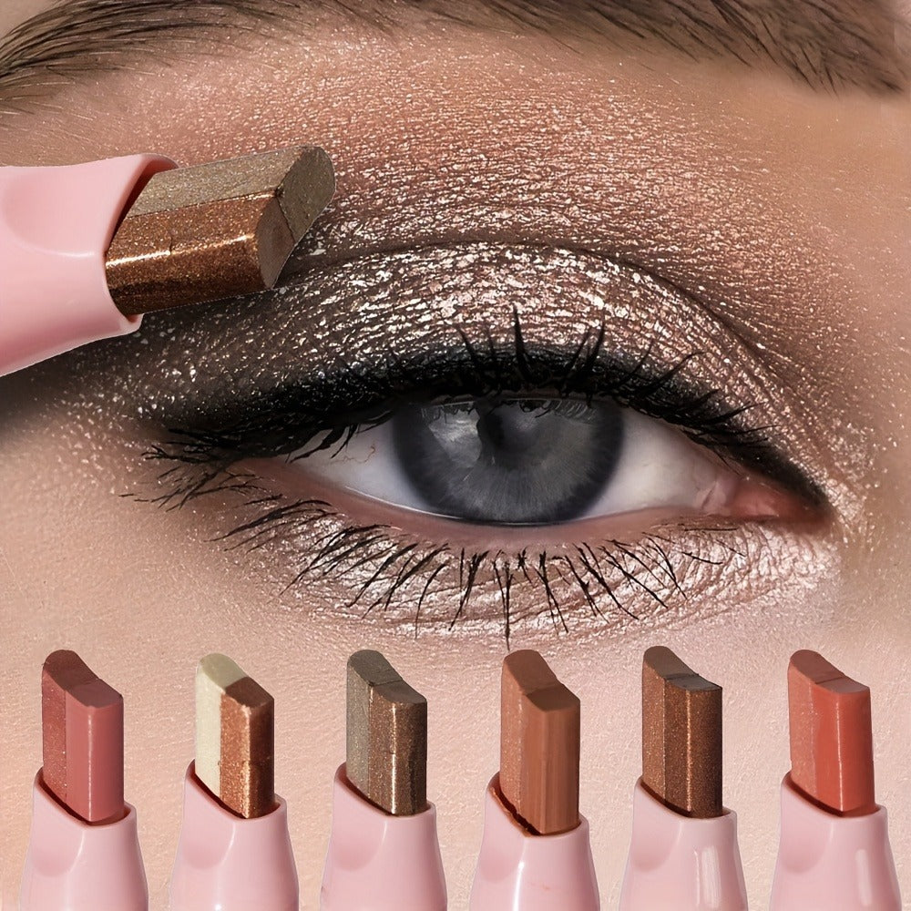 Dual-Color Eyeshadow Stick Set 6pcs Waterproof Two-Tone Eye Shadow Pencil – Smudge-Proof, Non-Fading, Blendable Shimmer & Matte Eye Makeup Kit for Women Beginners, Holiday Gift - product image 3