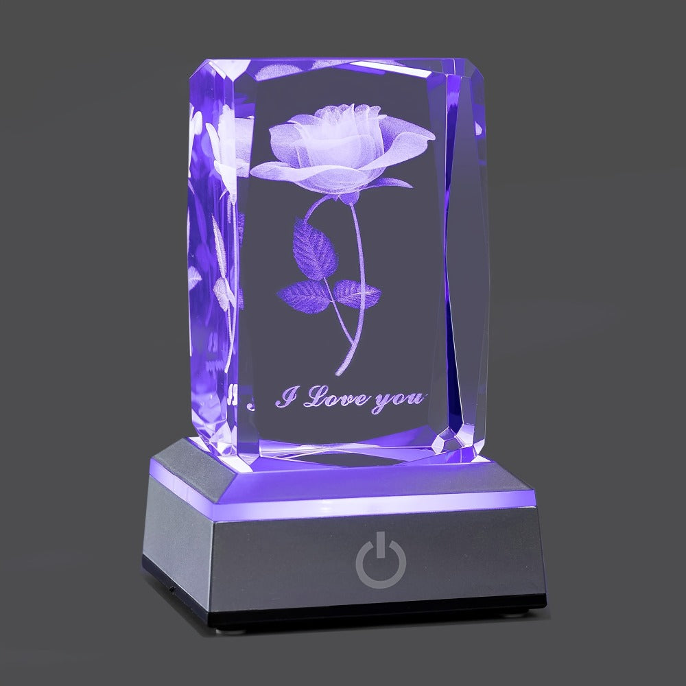 Rose Crystal LED Night Light – Colorful Floral LED Sign Lamp, Romantic Desk Light for Bedroom Vanity, Unique Gift for Girlfriend Wife Mom on Women's Day Anniversary Birthday (4 Sty - product image 11