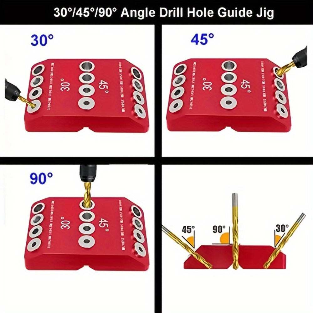 Metal Drill Guide Jig 30° 45° 90° with Allen Wrench – Precise Multi-Angle Drilling for Cable Railing, Lag Screw, Deck Post & Stair Handrail Installation - product image 2
