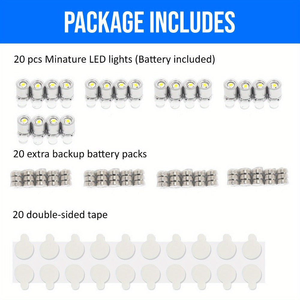 Mini Spotlight Battery Operated LED 20 Pack - Cordless Miniature Spot Lights for Artwork, Paintings, Jewelry, Display Cases, Handicrafts, Models & Puzzles (Green / Red / RGB / Blue - product image 8