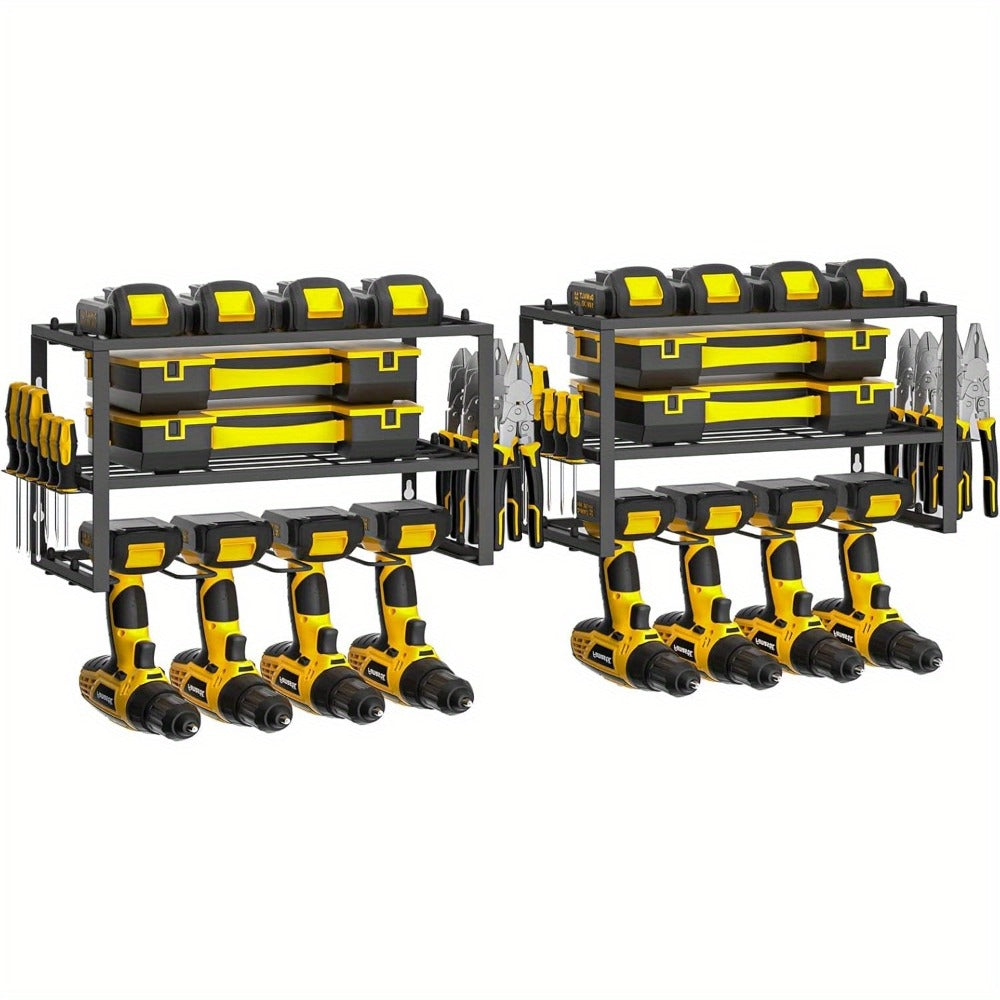 Power Drill Holder Wall Mount – Heavy Duty Tool Storage Rack with 3/4 Layer Floating Shelf | Cordless Drill Organizer | 4/6/8 Drill Holders Workshop Tool Rack for Garage & Workshop - product image 12
