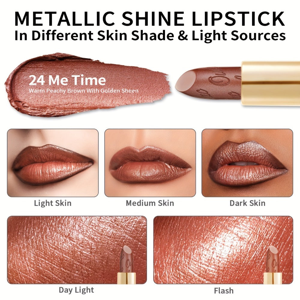 Metallic Lipstick Set 3 Pcs 24-Hour Smudge-Proof Transfer-Resistant Glossy Finish Full Coverage Long Lasting Lip Color Makeup Gift Set for Women 12.9G Each - product image 8