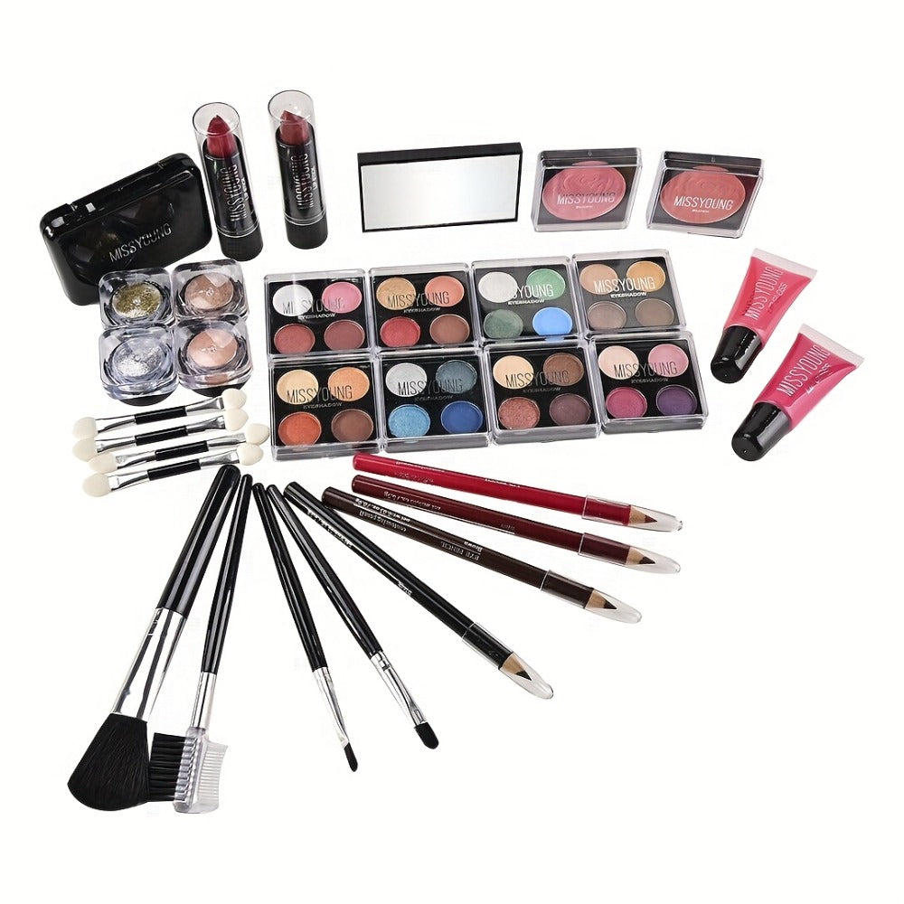 56 Piece Makeup Kit Full Face Set Eyeshadow Lipstick Blush Lip Gloss Eyebrow Pencil Glitter Brushes for Women Beginner Wedding Stage Holiday Gift - product image 8