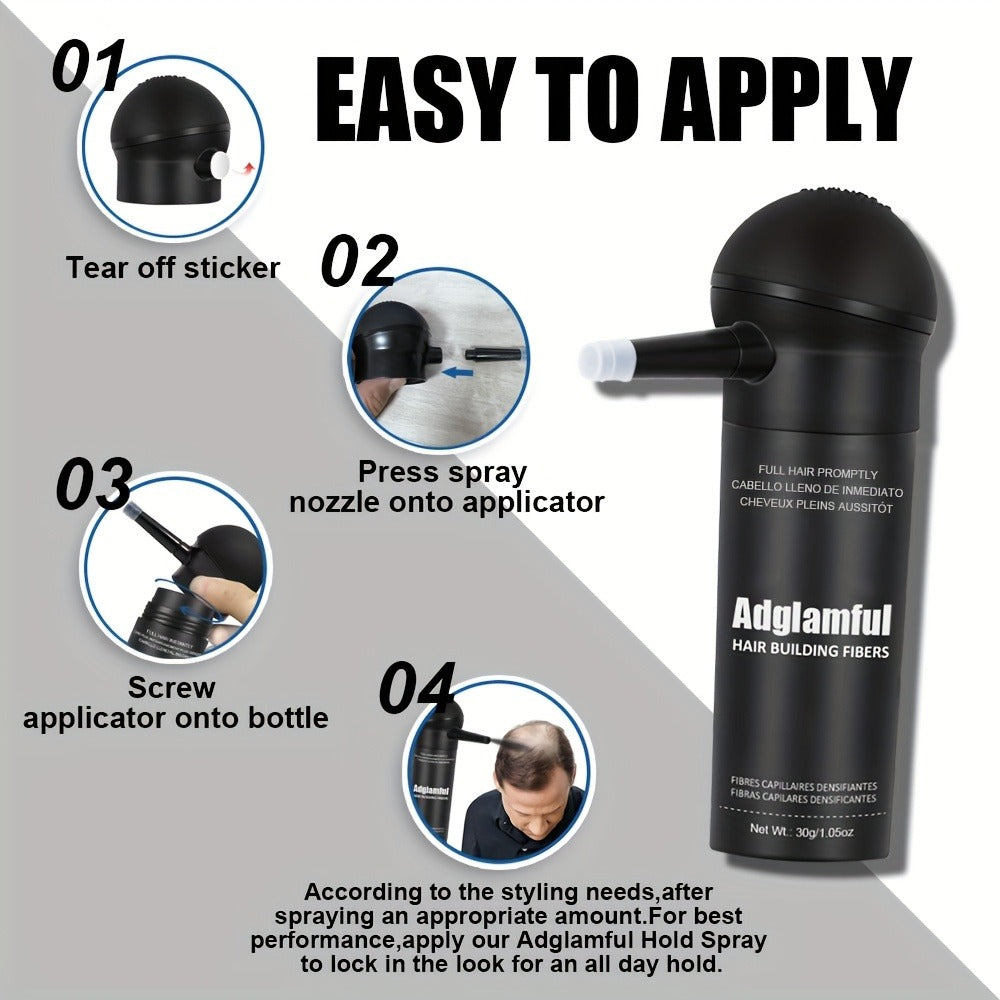 Thinning Hair Concealer Fibers 2-in-1 Kit with Spray Bottle - Instant Thickening Powder for Fuller Thicker Natural Look Covers Bald Spots Receding Hairline All Hair Types Women Men - product image 12