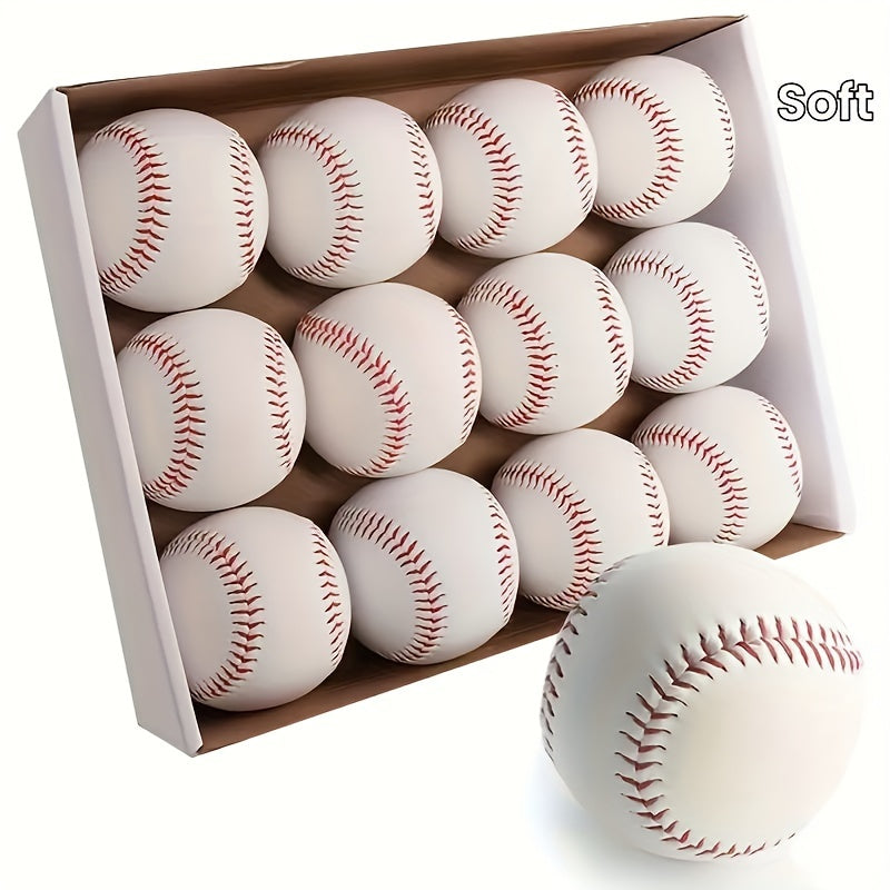Standard Size Softballs for Adults Youth Beginners Outdoor Sports – 12-Pack Practice Baseballs for Batting Pitching & Training - product image
