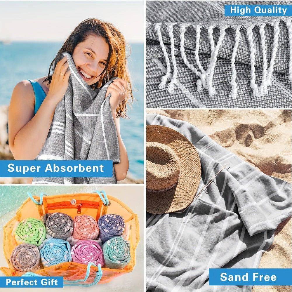 Turkish Beach Towels 2 Pack Sand Free Quick Dry Oversized Extra Large Lightweight Sandproof Compact Pool Swim Travel Camping Vacation Gift for Men Women Yellow Orange Blue Pink Pur - product image 16