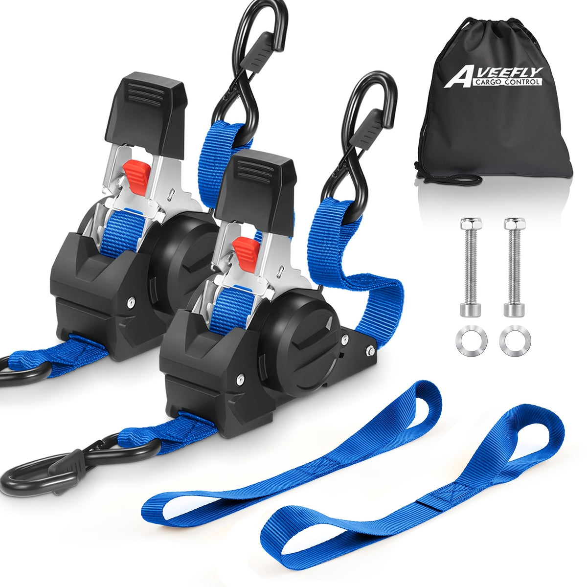4pcs Retractable Ratchet Straps, 2pcs 10 Feet Heavy Duty Auto Self Retracting Tie Down Straps - Cargo Straps For Truck, Cargo Trailer, Motorcycle, Moving - product image 13