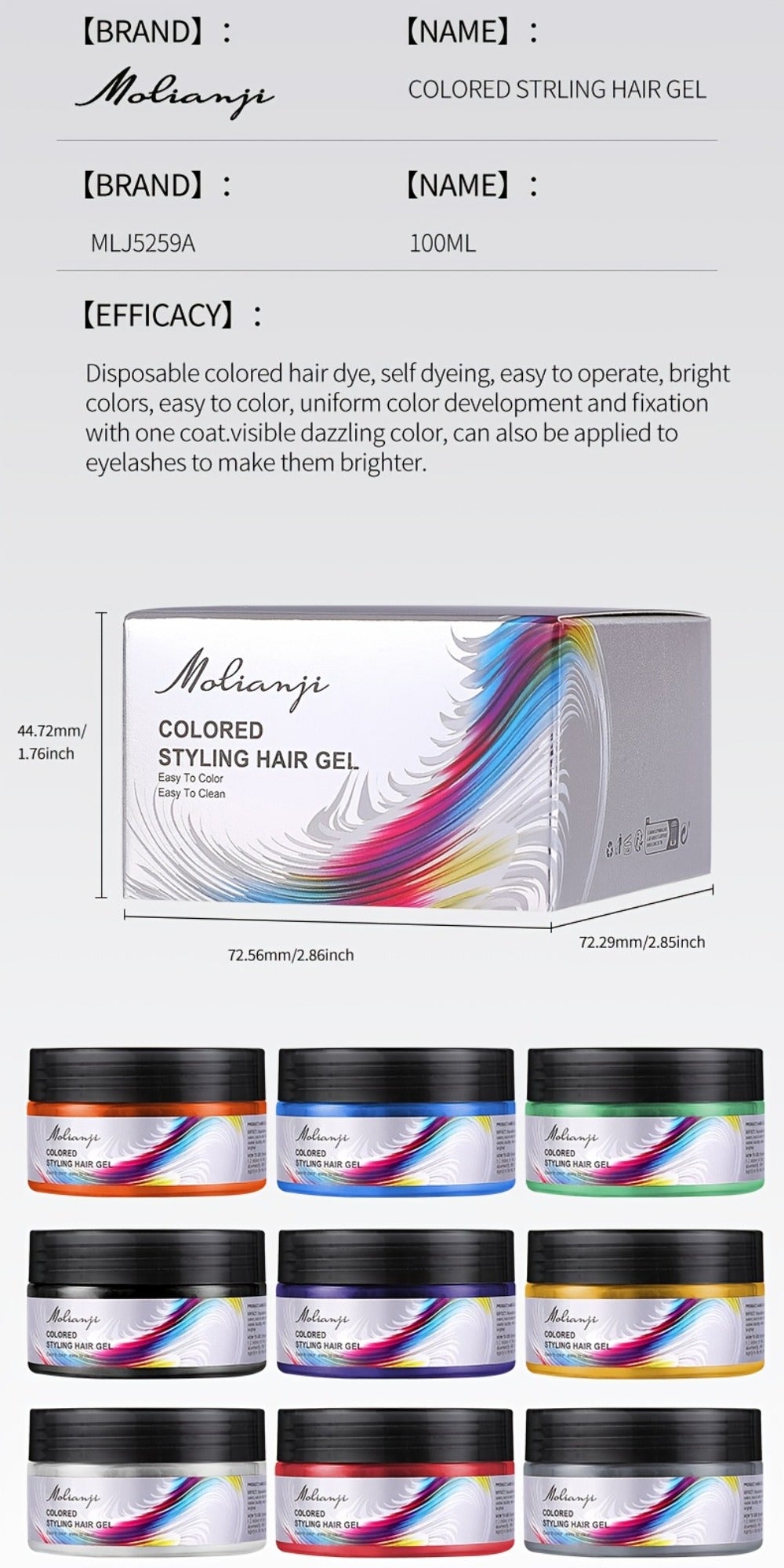 Hair Color Wax Temporary Hair Dye 3.53oz — 9 Vivid Shades, Easy Wash, Non-Damaging, Mixable Colors for Halloween Carnival Festival Cosplay Party - product image 31