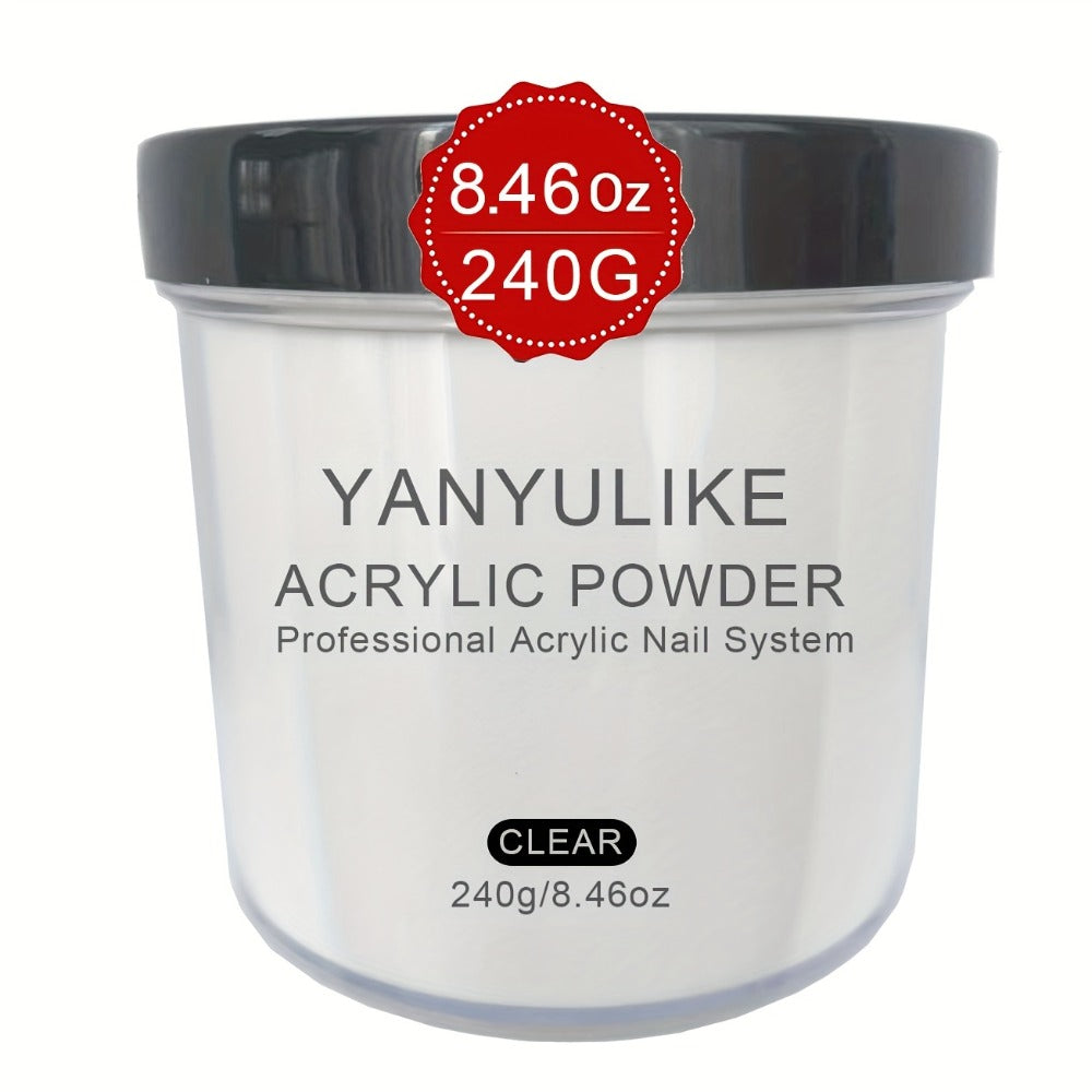 Acrylic Nail Powder 8oz Professional Clear Pink Nude White Fast Set No Lamp Required for Nail Extensions 3D Nail Art Carving Salon Quality Bulk Powder for Beginners Techs - product image