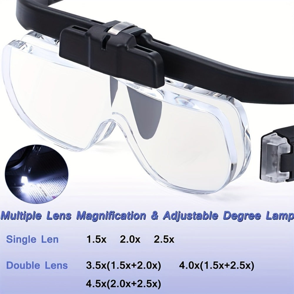 Headband Magnifier with LED Light Hands Free Illuminated Head Magnifying Glass Up to 4.5X Dual Lens Slots for Reading Jewelry Making Watch Repair Soldering Close Up Work - product image 5