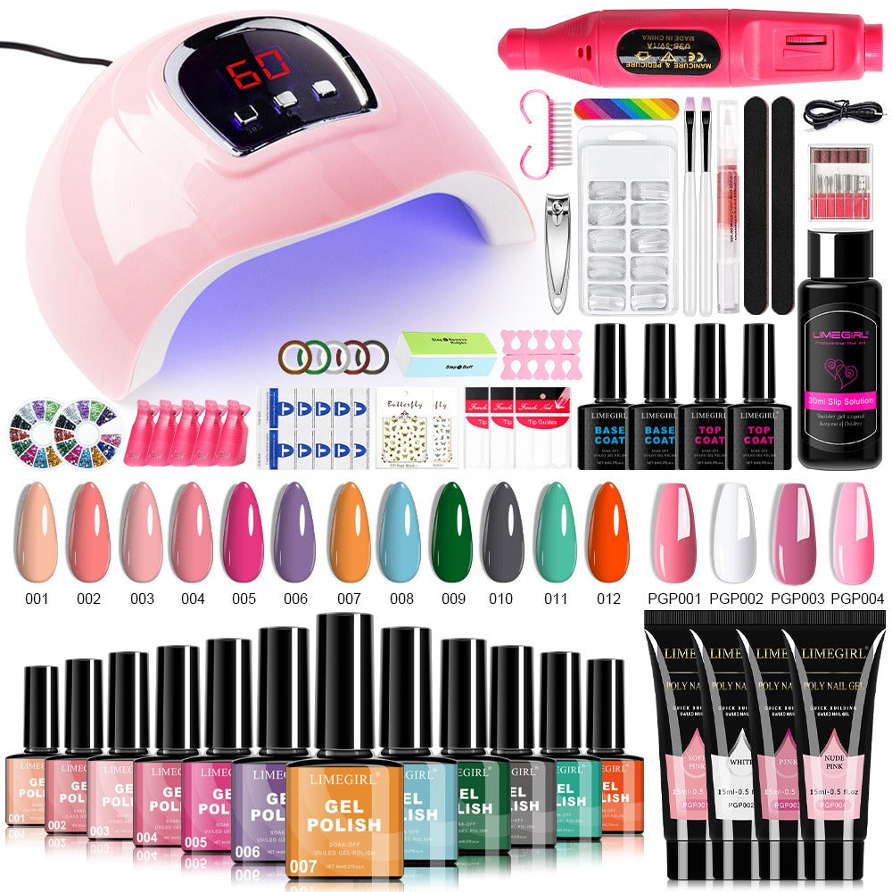 Gel Nail Polish Kit with UV Lamp & Electric Nail Drill - 12 Colors Gel Polish Set, Poly Extension Gel, Top & Base Coat, Glitter Nail Art Complete Starter Set for Home Salon, Beginn - product image 7