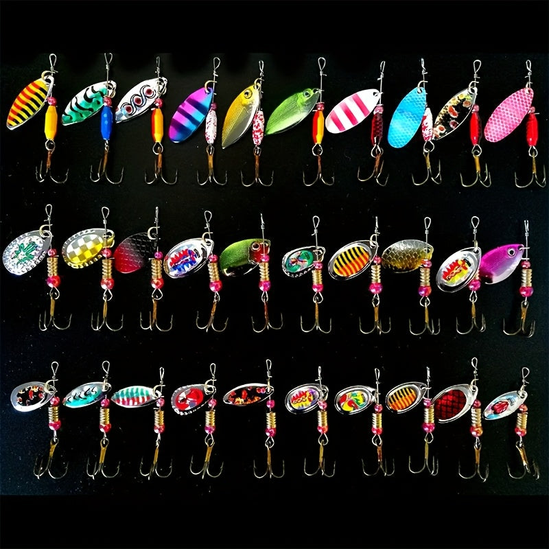 Spinning Sequin Fishing Lures Set 15pcs | Metal Reflective Spinnerbait for Freshwater & Saltwater
