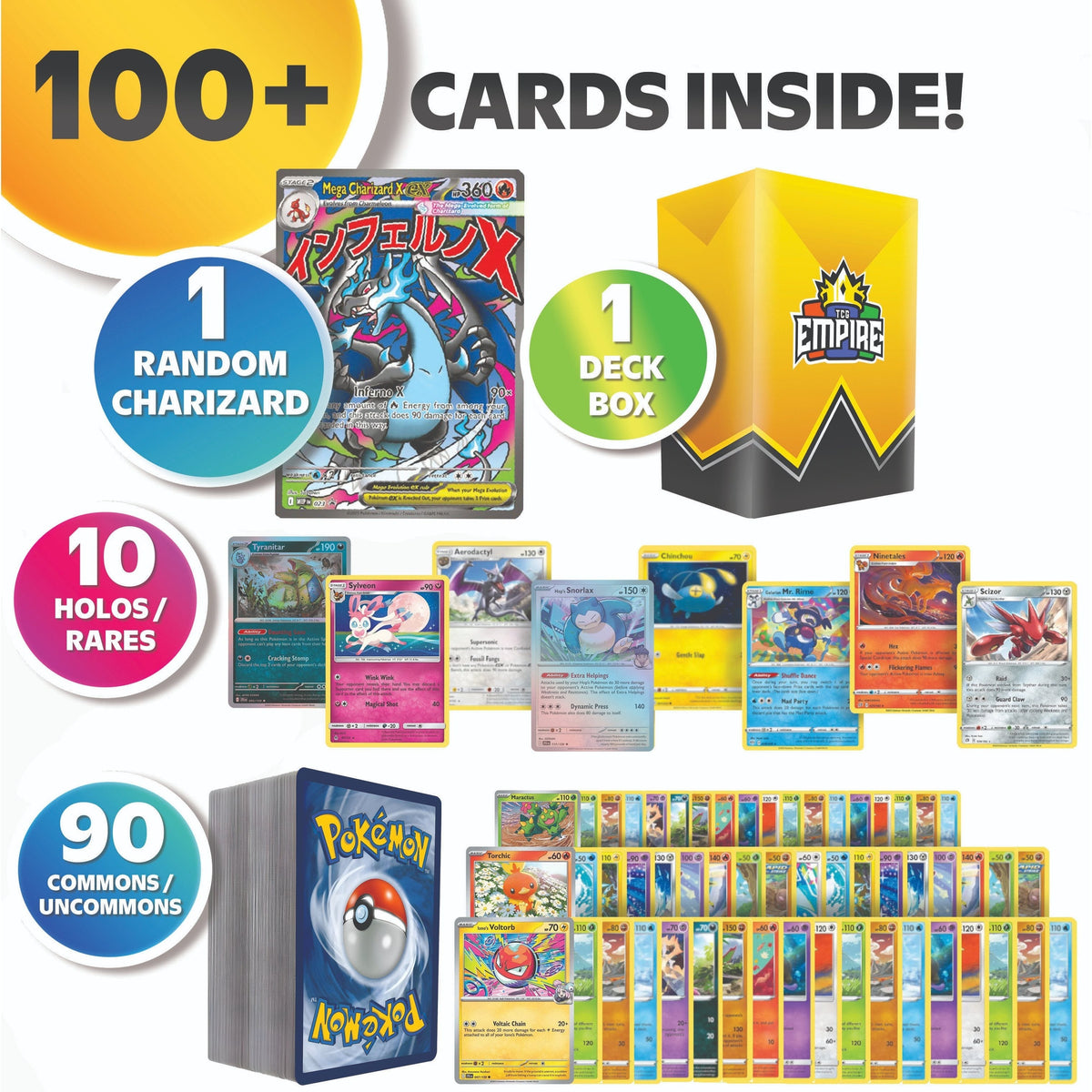 Charizard Guaranteed Bundle | 100 Cards with 1 Charizard Rare Card Guaranteed | 10 Holos & Rares | Gift for Kids & Collectors Ages 6+ | TCG Storage Box Included - product image 2