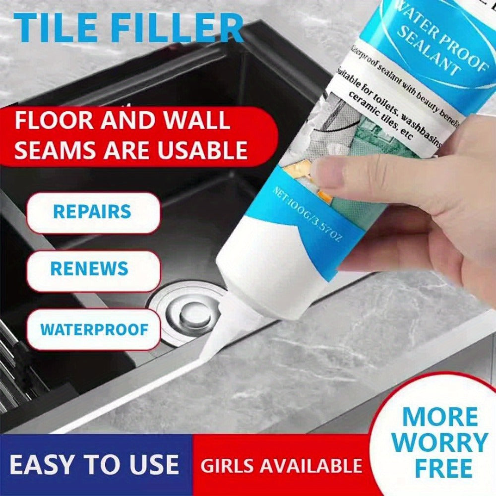 Waterproof Tile Grout Sealant Gap Filler for Kitchen & Bathroom – Odorless Strong Adhesive Tile Refill Agent for Sink Floor Wall Cracks, White 100g (3-Pack) - product image 11
