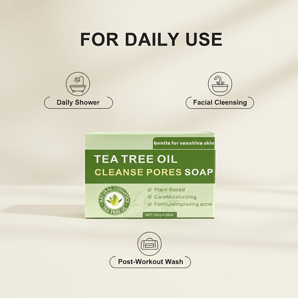 Tea Tree Bar Soap 3 Pack Handmade Plant Essence Deep Cleansing Antibacterial - Pore Purifying Natural Fragrance Face Body Wash for Acne Oily Skin All Skin Types - product image 12