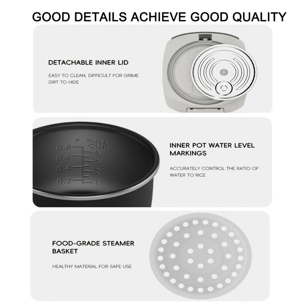 Rice Cooker 2L 4 Cups 10-in-1 Mini Multifunctional Compact Electric Rice Cooker for Rice Soup Stew Oatmeal Cake Steamed Vegetables Perfect for Small Kitchen Dorm Apartment - product image 18