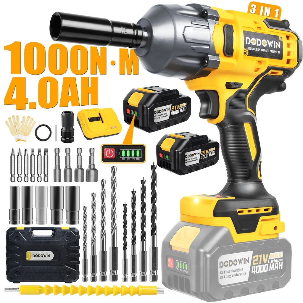 High Torque Impact Wrench Kit 320NM / 1000NM Brushless Cordless – 21V with 2.0AH / 4.0AH Batteries, Quick Charger, 6 Sockets & Full Accessories, Electric Impact Gun for Car Repair, - product image 14