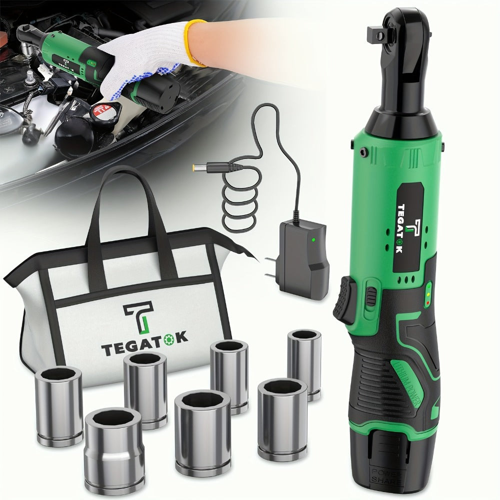 12V Cordless Ratchet Wrench Set 3/8" Drive | 40 Ft-lbs Torque, Variable Speed Trigger, Lithium-Ion Battery, 7 Sockets Included - product image 2