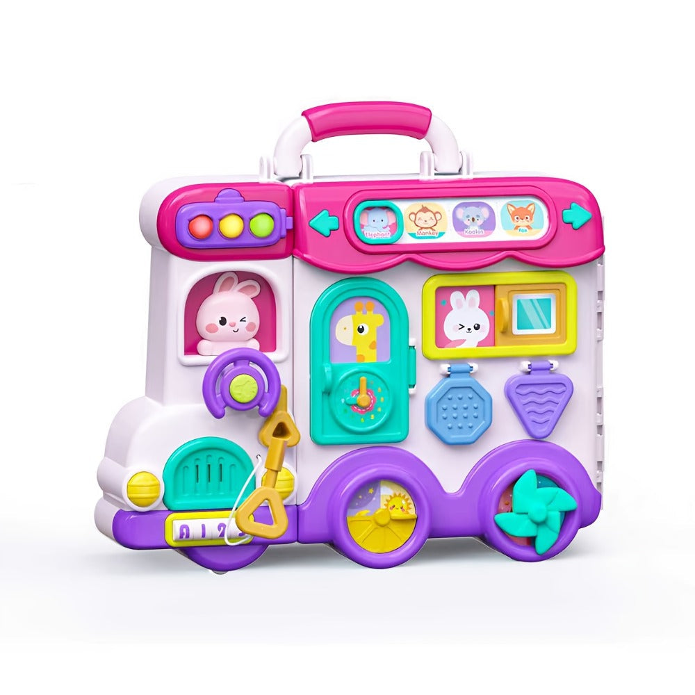 Pink Baby Activity Board, Early Educational Motor Skills Developmental Toy for 1 2 Year Old Boys & Girls, Birthday Gift for Baby – Musical Busy Board Bus Toy - product image 3