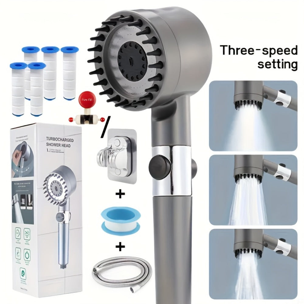 Filtered Handheld Shower Head High Pressure 4 Spray Modes ON/OFF Switch with Hose 5 Filter Elements Pet Shower - product image 3