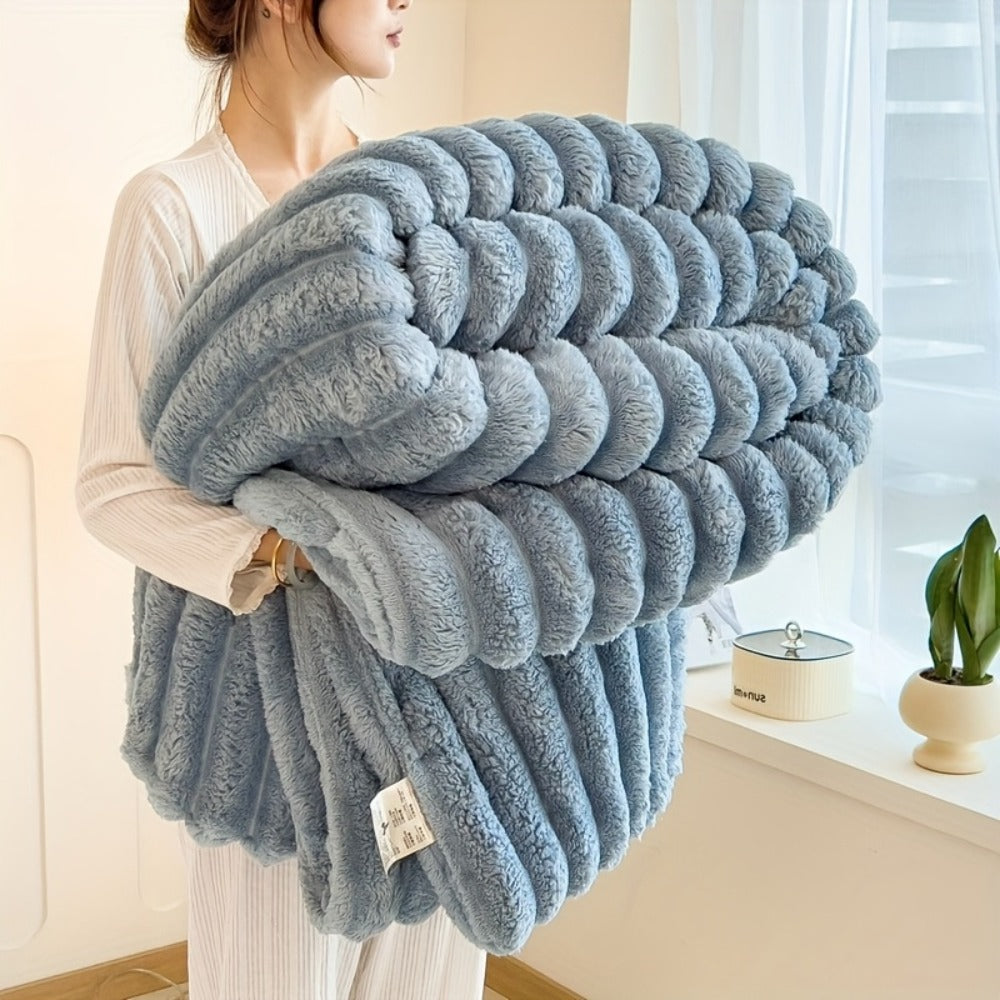Reversible Faux Rabbit Hair Blanket – Thickened Soft Thermal Throw for Bed, Nap, Office & Camping, All Season, 4 Colors, 5 Sizes - product image 13
