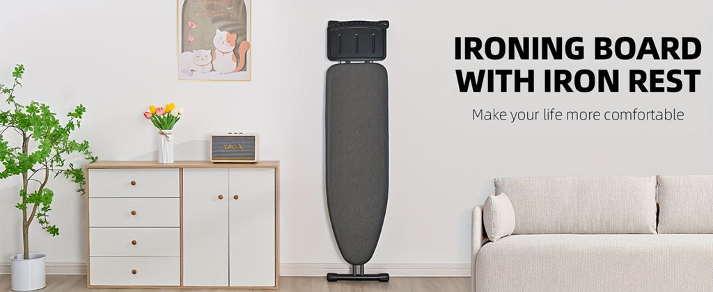 Full Size Ironing Board 43x13 In with Iron Rest, Adjustable Height & Thick Heat-Resistant Padded Cover, Sturdy Anti-Skid Metal Legs, Lightweight Freestanding Iron Board for Home La - product image 6