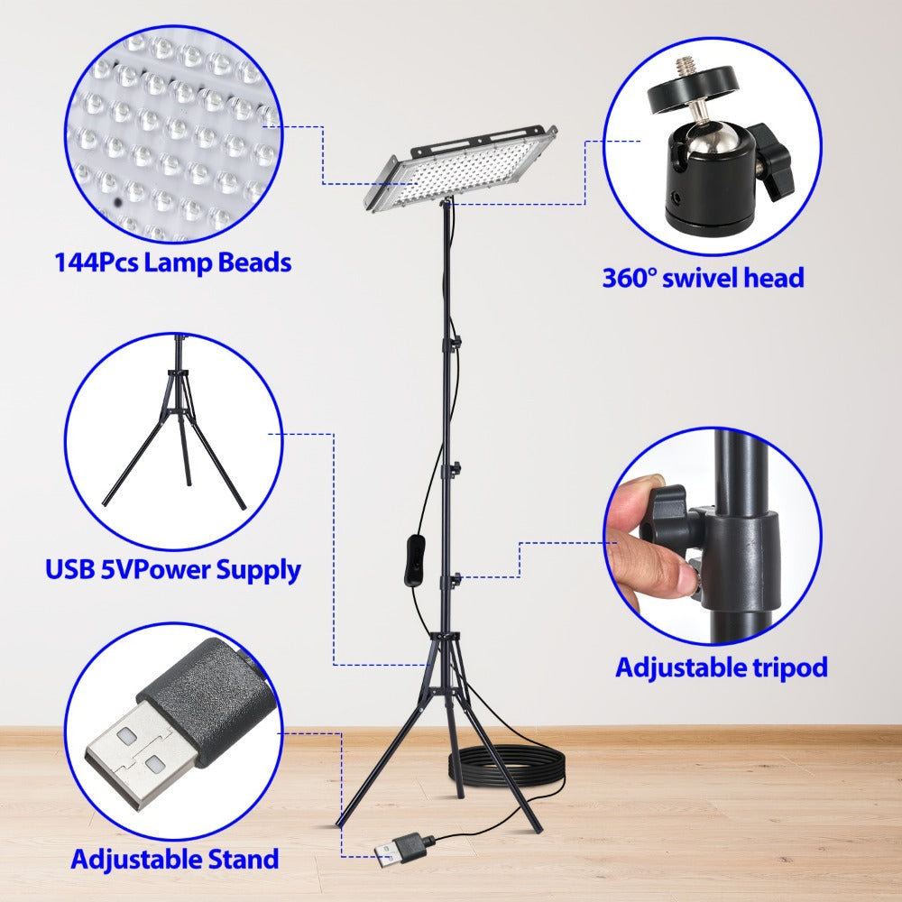 LED Work Light USB Powered 6000K Super Bright – Adjustable Height & Angle Bracket Lamp for Construction Site, Workshop, Office, Barn & Market – 50, 96 or 144 LEDs DC 5V Portable Jo - product image 10