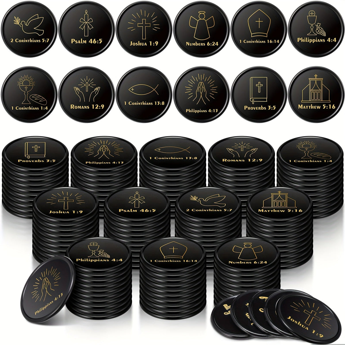 Christian Scripture Token Gifts for Church Events, Sunday School Prizes, VBS Rewards, Baptism, Easter Basket Fillers & Religious Party Favors – Bible Verse Coins Bulk 120 Pack
