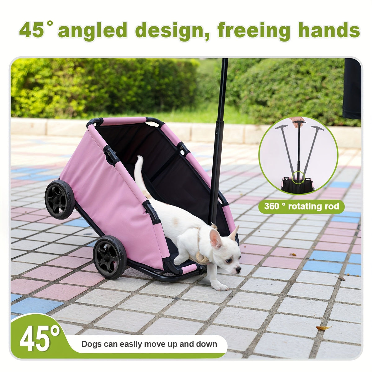 Pet Stroller for Small Dogs & Cats Foldable Mini Dog Wagon with Extendable Pull Handle, Built-In Cushion, Safety Rope & Storage Bag | Featherlight Travel Cart - product image 2