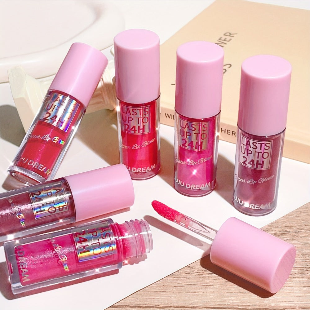 24H Waterproof Glitter Lip Gloss & Lip Stain Set 3PCS – Moisturizing Lip Oil Formula, Long-Lasting Smudge-Proof Glitter Shine in Berry Coral Pink Red Shades for Women All Skin Tone - product image 8