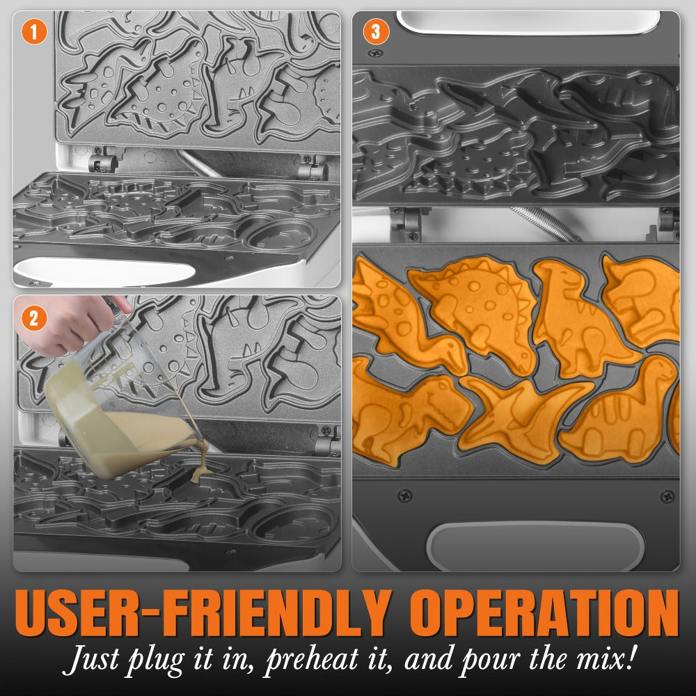 Dinosaur Waffle Maker Electric – 8 Dino Shapes Non-Stick Pancake Maker for Kids | Also Available in Car & Monster Designs - product image 3