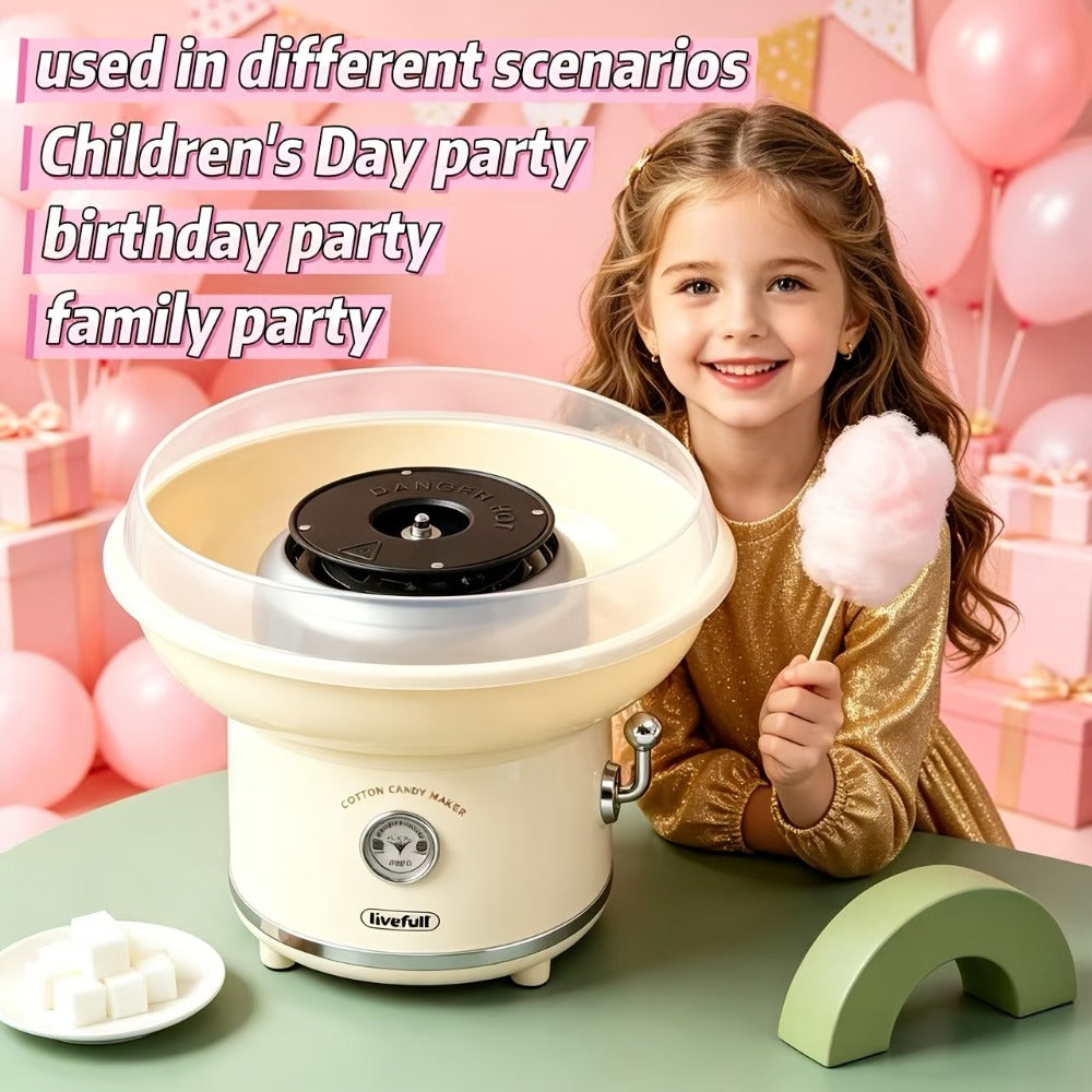 Cotton Candy Machine for Home & Commercial Use – Desktop Tabletop Floss Maker, Food-Grade Anti-Scald Design, Makes Colorful Fancy Spun Sugar, Includes Colored Sugar & Rolling Stick - product image 4