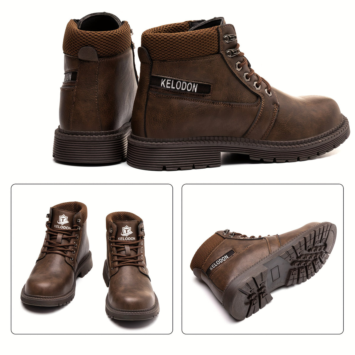 Men's Heavy-Duty 6-Inch High Quality Work Boots with Steel Toe Cap - Slip-Resistant Slip-Resistant Shoes, All-Terrain Traction Rubber Sole, Cushioned Insole - product image 15